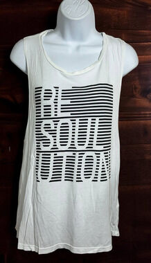 Womens Soulcycle White Muscle Tank Top Sz Large Sleeveless Athletic Gym Shirt